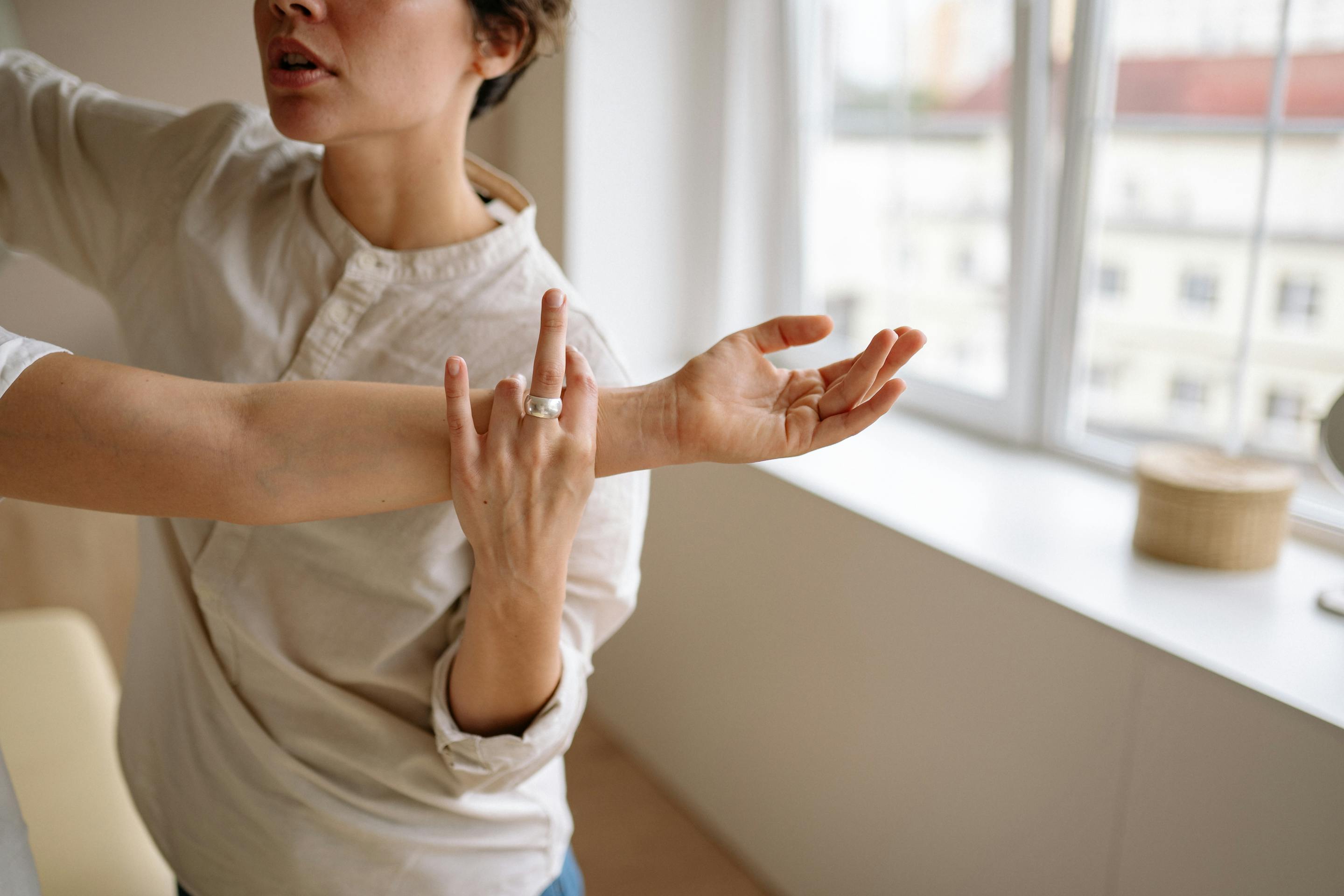 Sessão de fisioterapia da mão